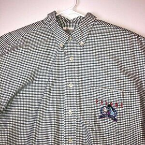 The Disney Store Eeyore Mens Large White Checkered Button Up Long Sleeve Shirt L